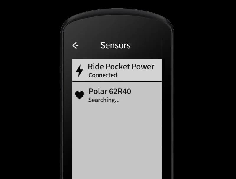 Ride app Sensors screen showing Pocket Power connected
